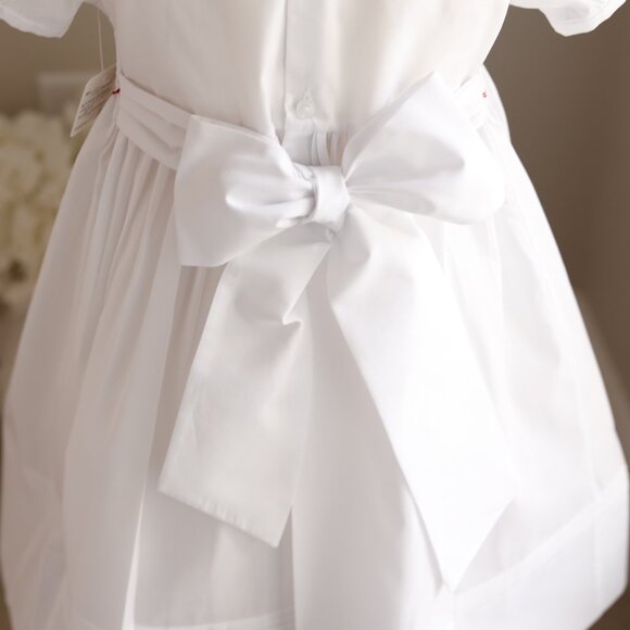 White Smocked Dress Red Bullion Embroidery Feltman Brothers Special Occasion NWT - Picture 7 of 7